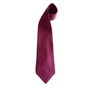 Gianfranco Ferretti 100% Silk Red Blue Geometric Pattern Tie Handcrafted Italy